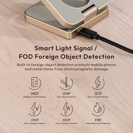 แท่นชาร์จไร้สาย ADAM elements Mag 3 Pro Qi2 3-in-1 Foldable Travel Charging Station สีเทาเข้ม_9